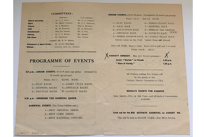 Inside of VE Day Programme of Events.